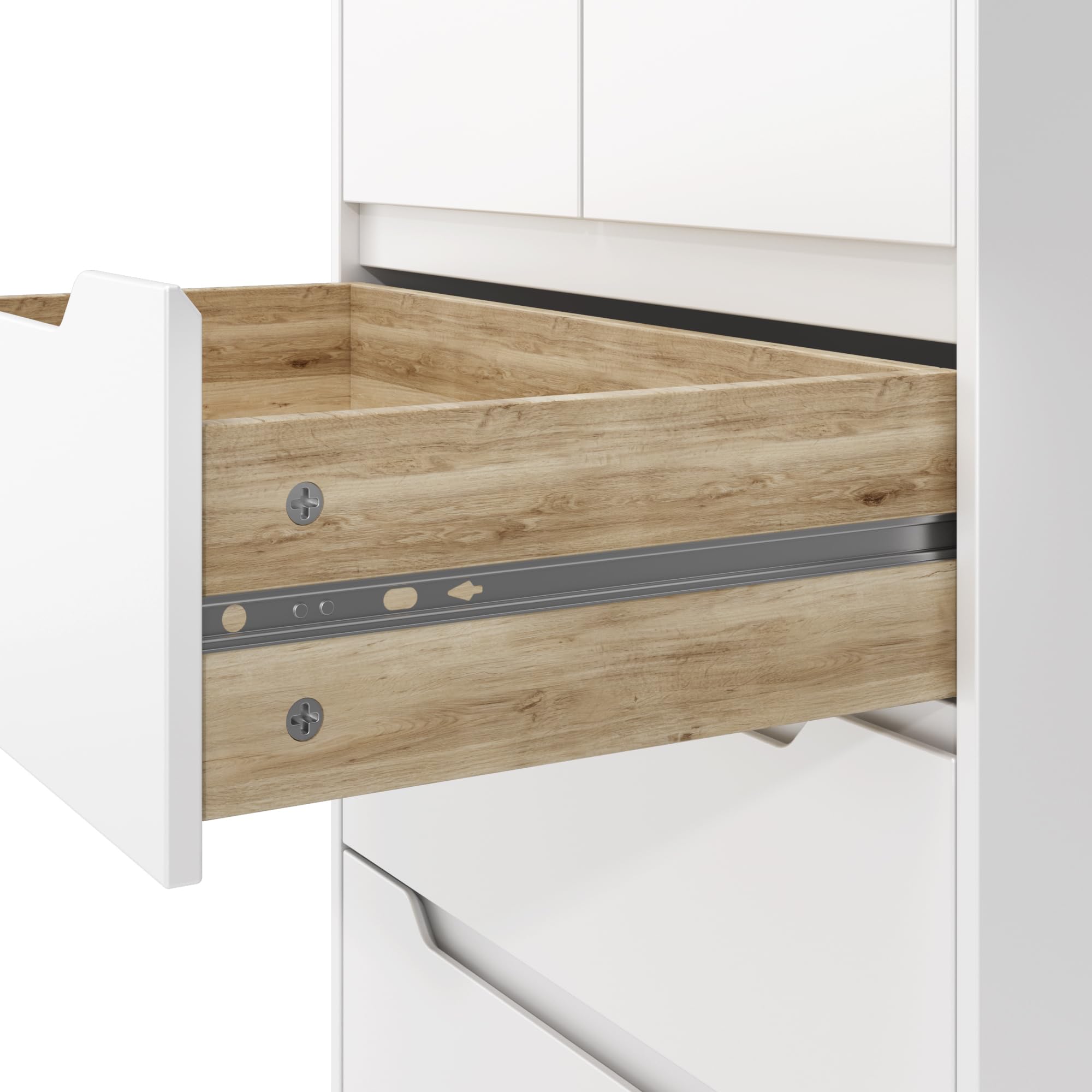 Cassettiera Camera da Letto con 5 cassetti, settimino camera da letto,Moderno e Salvaspazio per la Camera da Letto Soggiorno e Ingresso, 94 x 72 x 41 cm,Bianco