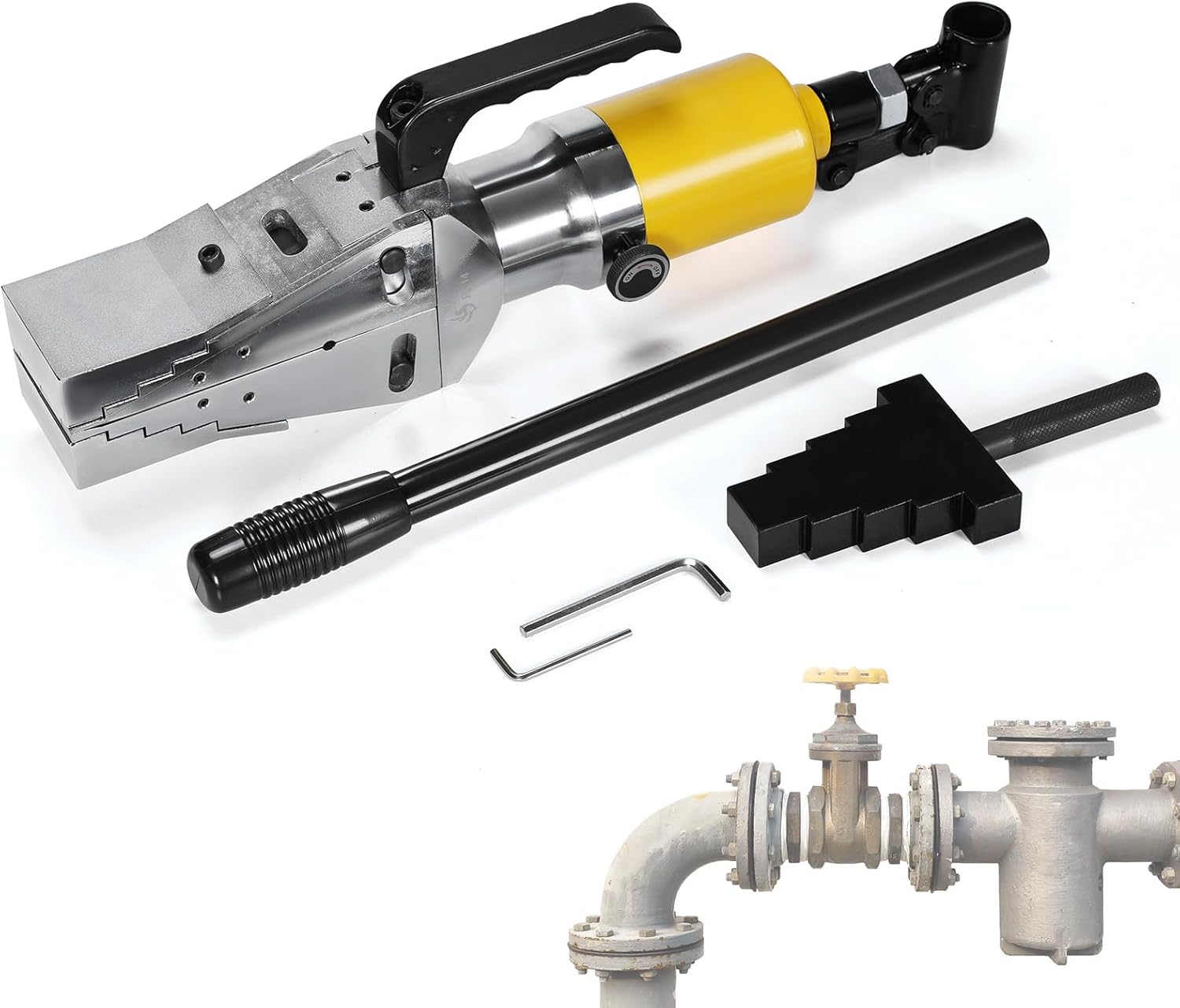 Hydraulic Spreader Tool with Thickened Insulated Handle, 14T Manual Hydraulic Flange Splitter Anti-Slip Pipeline Separation Tools Shockproof For Pipe Line Repair & Replacement