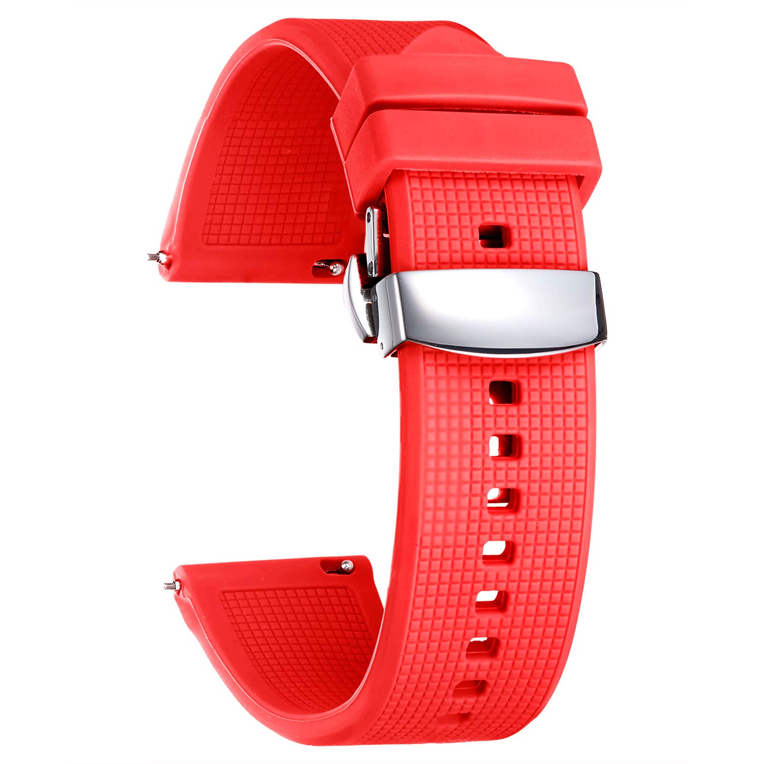 BINLUN Bracelet de Montre en Silicone à Dégagement Rapide 18mm 19mm 20mm 21mm 22mm 24mm Étanche Remplacement Bracelets pour Montres en Caoutchouc avec Boucle Déployante pour Homme et Femme