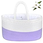 ABenkle X-Large Diaper Caddy Organizer, Boho Rustic Cotton Rope Nursery Baby Basket, Changing Table Organizer for Baby Diaper Storage and Baby Shower