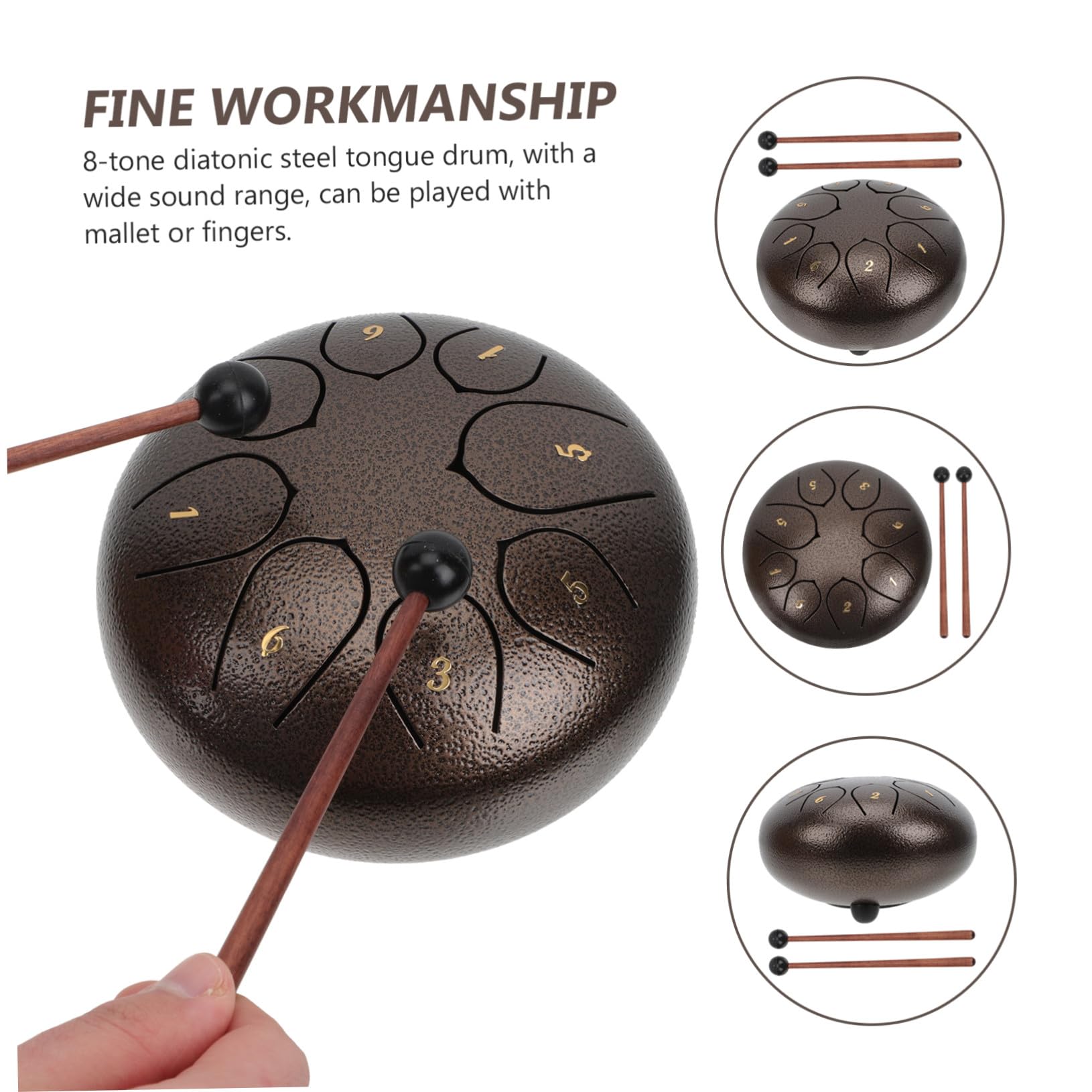 Instrumento de Percusión de Bolsillo de Acero para Niños y Adultos Diseño Creativo, 8 Notas y Función de Iluminación Musical para Iniciación y Liberación de Estrés