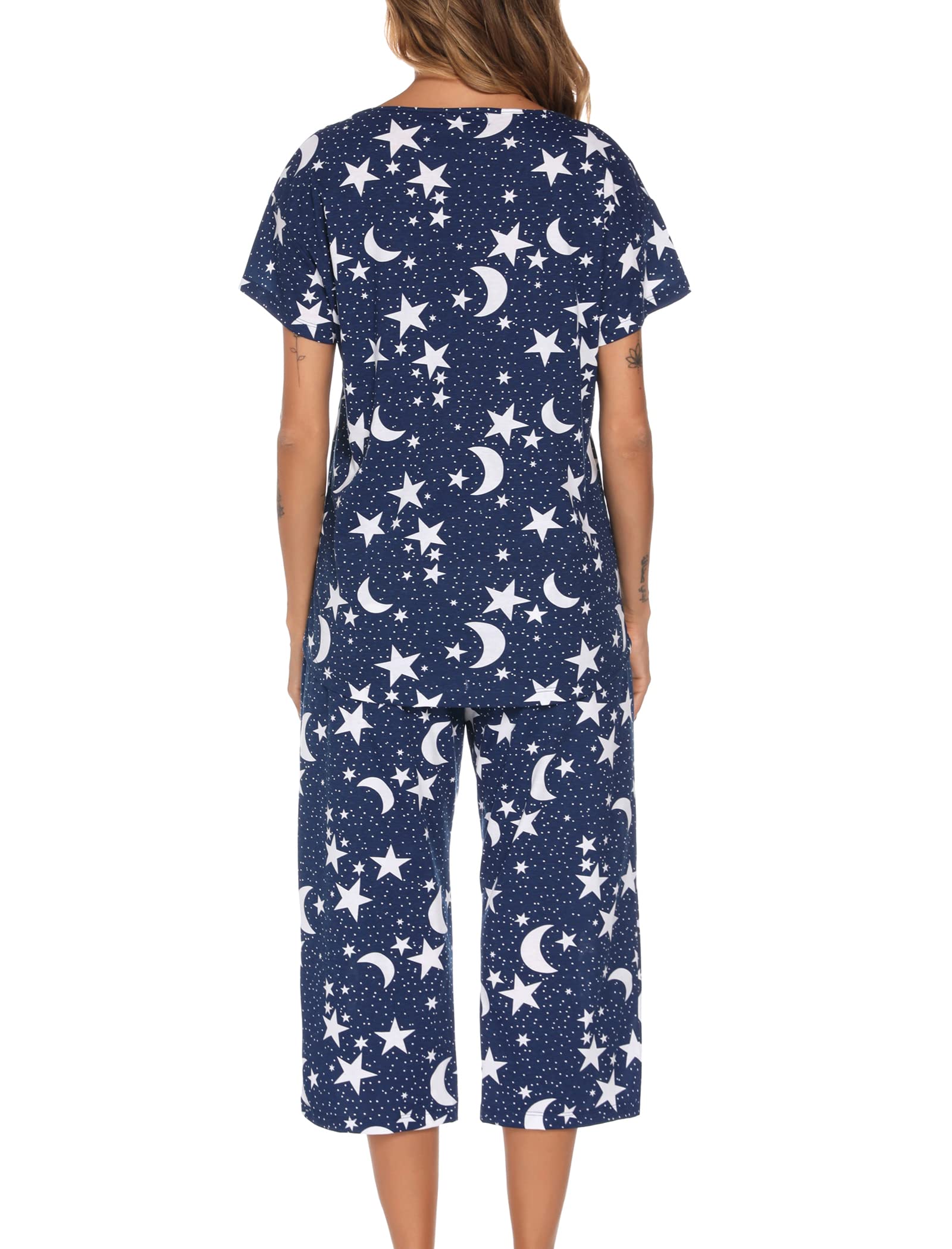 ENJOYNIGHT - Pijama corto para mujer, de manga corta, con pantalones de dormir de 3/4, ropa de dormir de dos piezas, de S a 3XL