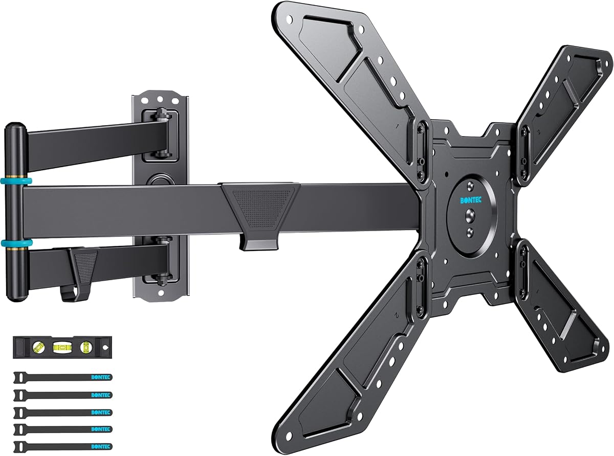 Full Motion Corner TV Wall Mount for 31–75 Inch TVs, 33" Long Arm | Heavy-duty steel supports up to 110 lb; Max VESA 600x400 mm, with portrait rotation for flexible home entertainment setups