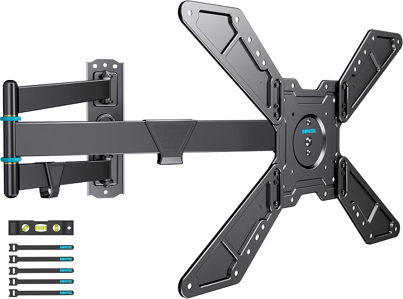 Full Motion Corner TV Wall Mount for 31–75 Inch TVs, 33" Long Arm | Heavy-duty steel supports up to 110 lb; Max VESA 600x400 mm, with portrait rotation for flexible home entertainment setups