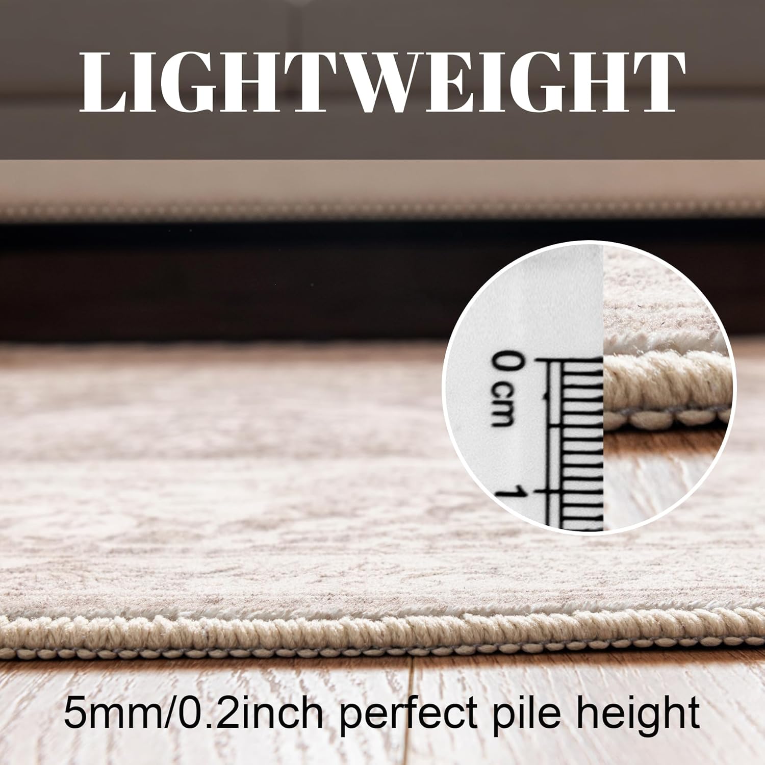 Brown 5x8 Area Rug - Distressed Washable Area Rugs with Low Pile, Soft Non Slip Backing Vintage Rugs for Living Room, Bedroom, Kitchen, Dining Room and Office