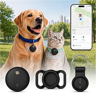 GPS Tracker for Dogs, Pet Location Finder, No Monthly Fee, No SIM Card, Works with Apple Find My App, Ultra-Slim IP68 Waterproof Anti-Lost Tag for Dogs, Cats, Keys, Bags and Luggage 1 Pc