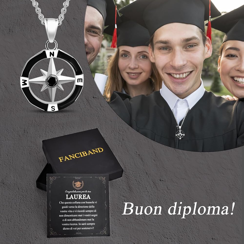 Biglietto Laurea FANCIBAND Regalo Laurea Uomo Ragazzo, Bussola