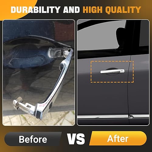 Miniatura 4 de Yikesai Manija de puerta delantera izquierda para el lado del conductor, cromada con orificio para llave, entrada inteligente sin llave compatible