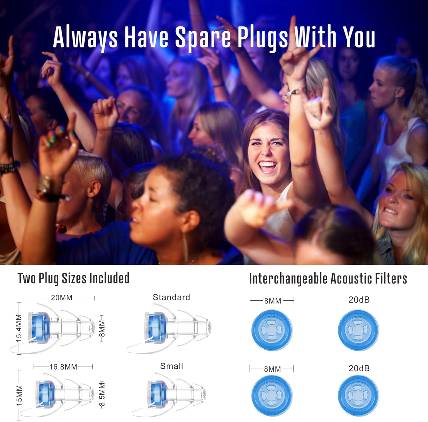 High Fidelity Concert Ear Plugs, Hearprotek Noise Reduction Music Earplugs, Hearing Protection for Musicians, Festival, DJ’s, Nightclub, Concerts, Drummers and Other Loud Events : Health & Household