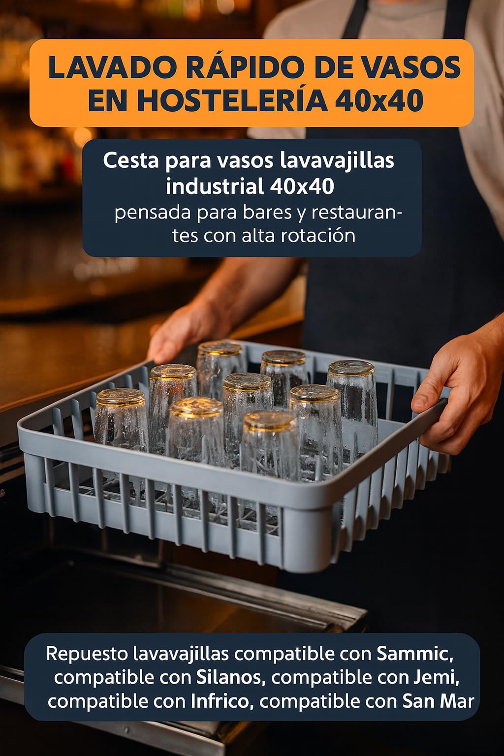 RO Linea Blanc Panier lave-vaisselle 20 pivots 400 x 400 x 110 mm polypropylène industriel empilable perforé séchage compatible avec Sammic Silanos Jemi Infrico San Marino Hosteleria Universal