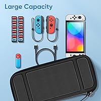 Vista 8 de Fintie Funda de transporte para Nintendo Switch OLED modelo 2021Switch 2017, a prueba de golpes funda protectora rígida bolsa de viaje con 10