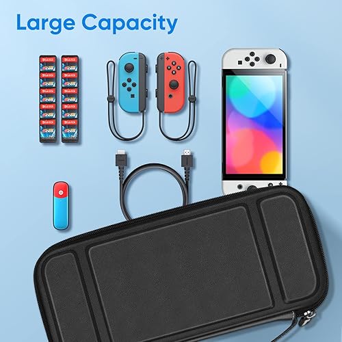 Miniatura 8 de Fintie Funda de transporte para Nintendo Switch OLED modelo 2021Switch 2017, a prueba de golpes funda protectora rígida bolsa de viaje con 10