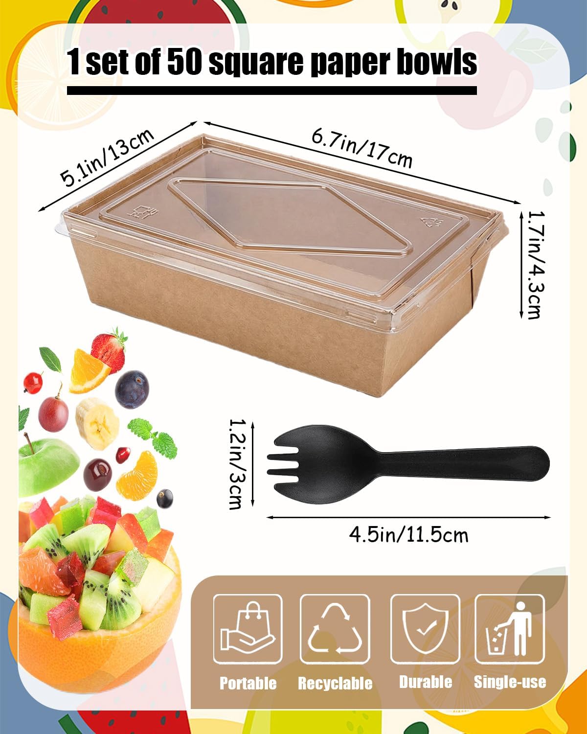Charcuterie Boxes, 50 Pack Disposable Food Containers Kraft Bakery Box Bakery Dessert Boxes, Small Charcuterie Boxes With Clear Lids For Cake Slice, Cupcakes, Sandwiches, Cookies, Salads (30.4 oz)