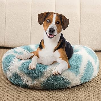 Dog Beds & Furniture, Cat Bed, Dolpiet Donut Dog Bed with Fuzzy Faux Fur for Small Medium Dogs & Puppy, Anti Anxiety Pet Bed, Calming, Relieve Joints and Improve Sleep, Washable - Gray, 31