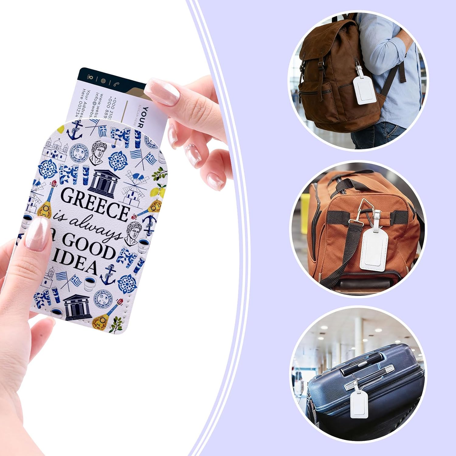 Greece is Always a Good Idea Gift Temple Travel Gift Greek Island Vacation Santorini Aegean Sea Trip Luggage Tag (Greece tag) image 3