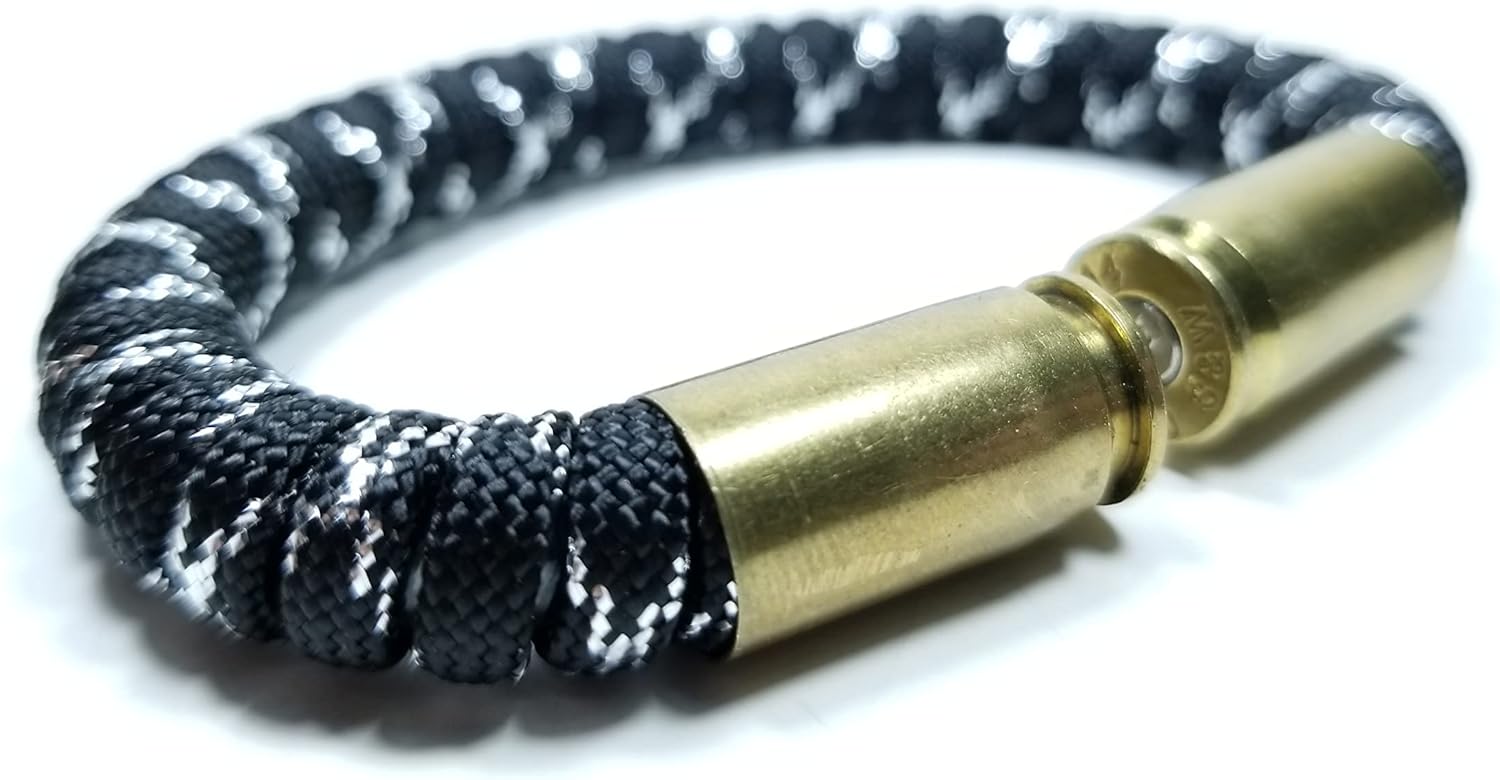 Metallic Chrome Paracord Bullet Casings Bracelet