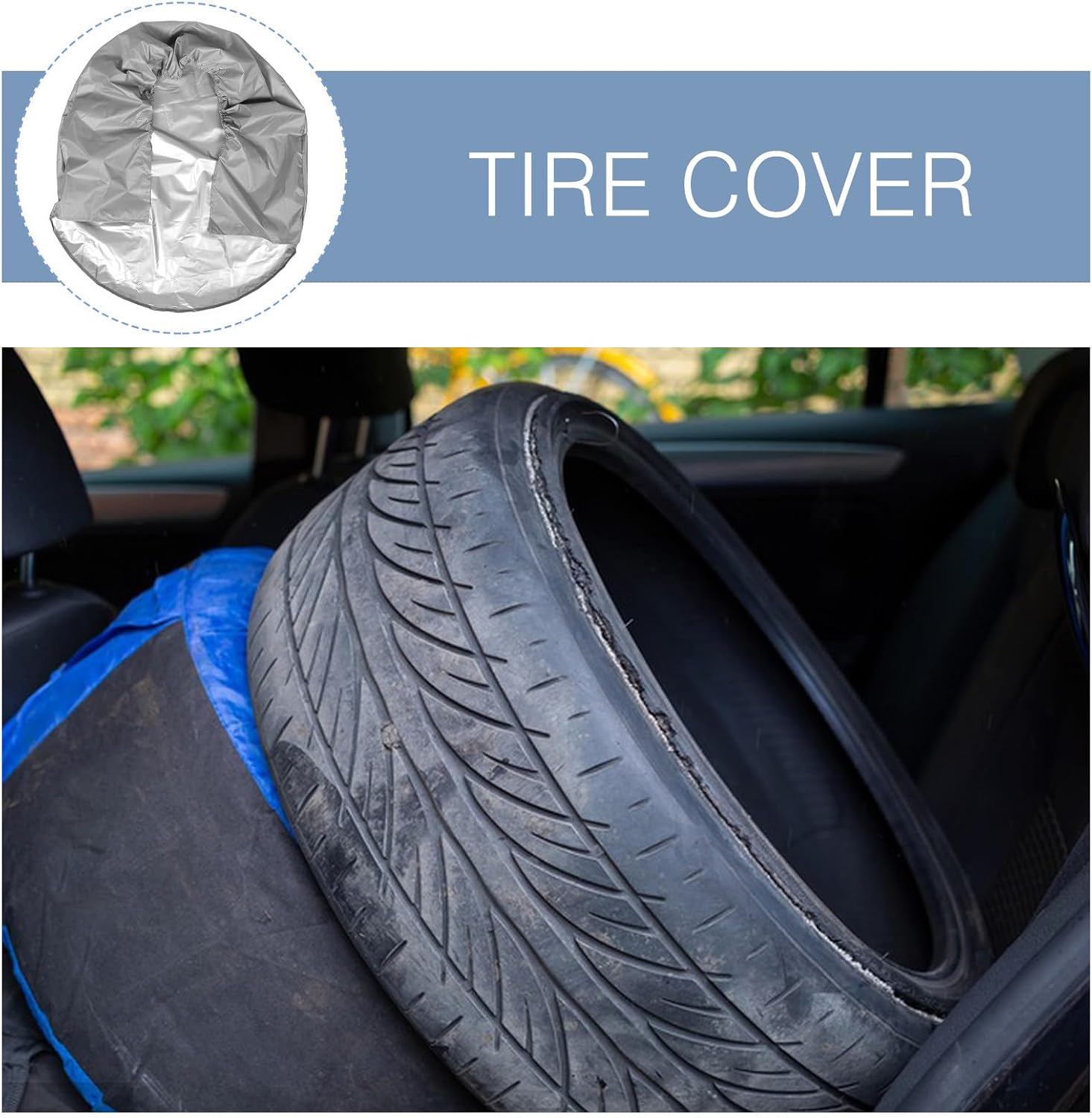 Universal Gray 210d Large 82cm Tire Cover Spare Tire Protector for Car Snow Frost Sun Windproof Rv Trailer Wheel Cover Waterproof Outdoor
