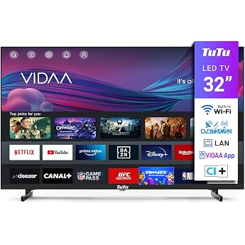 TuTu TUV32HQ1B TV 32 Inch 80 cm Smart TV with Wi-Fi Triple Tuner DVB-T/T2 DVB-C DVB-S/S2 App Store AirPlay HDMI USB