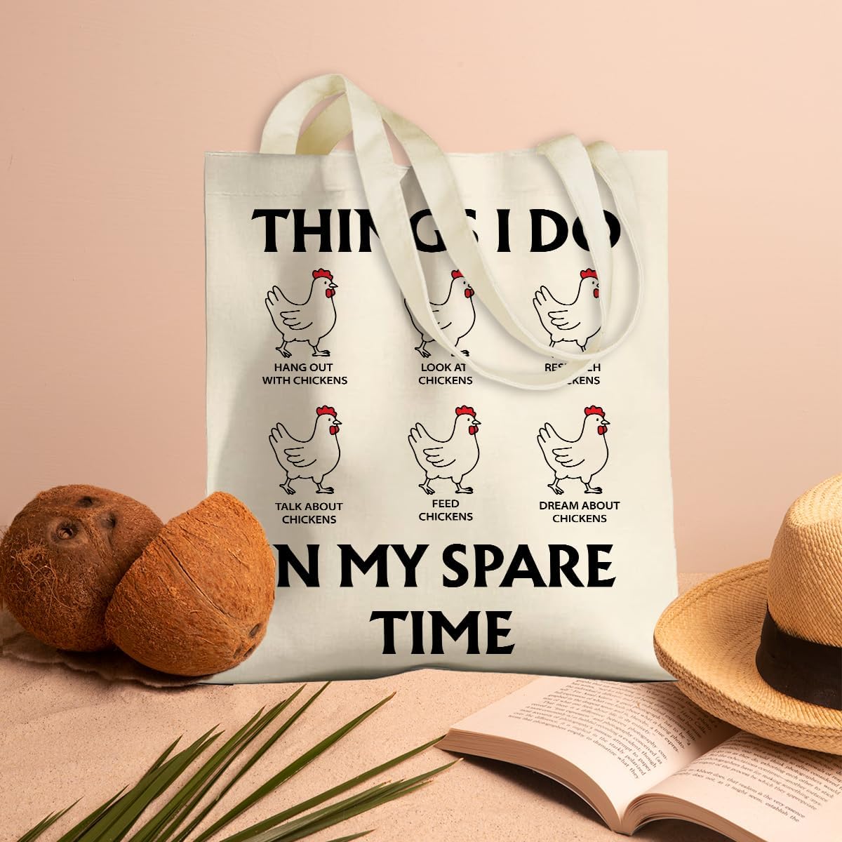 jeilink Funny Chicken Gifts Canvas Tote Bag Weekender Beach Bags Gifts for Women Girl Friendship Birthday Christmas
