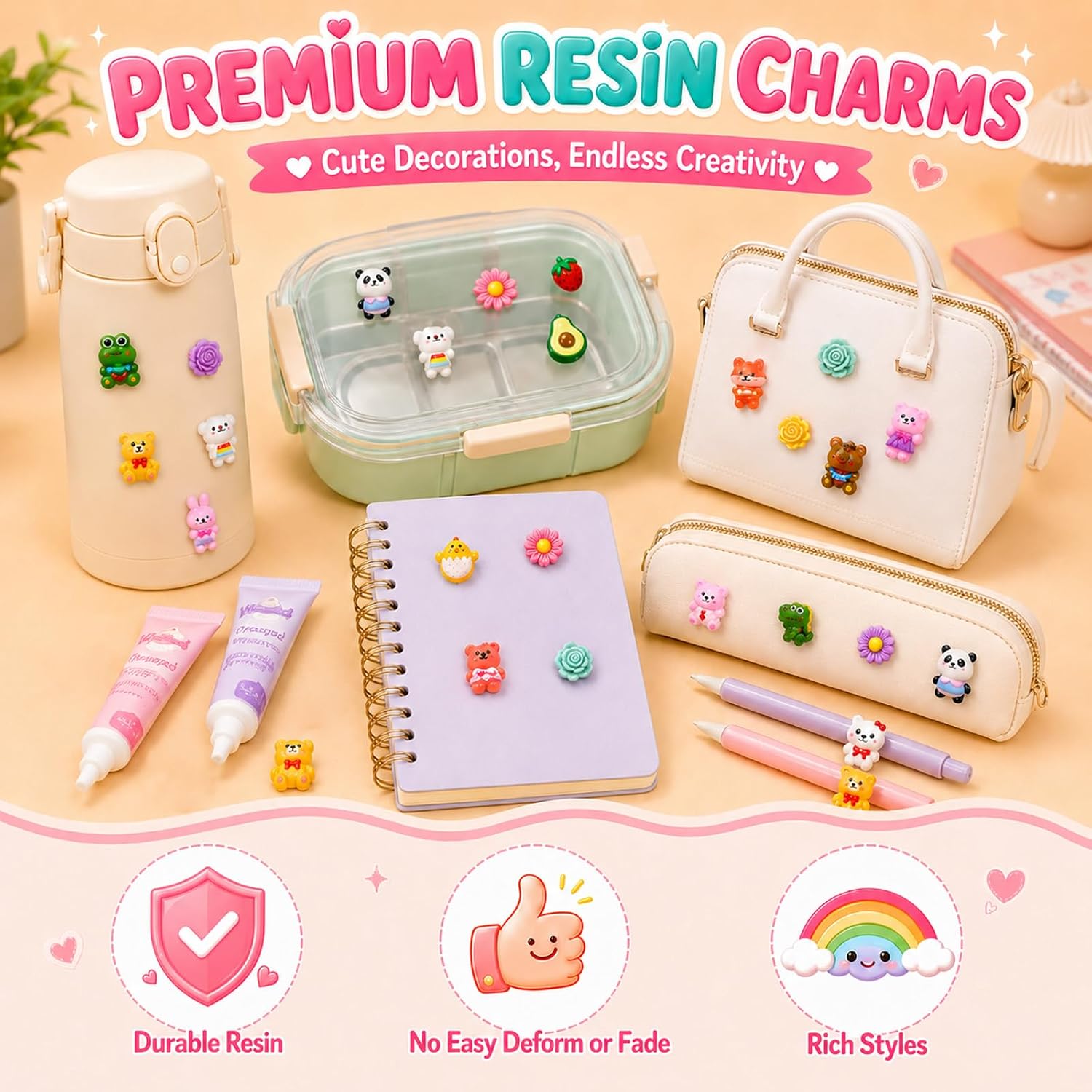 100 подвесок из смолы Kawaii для персонализации чехлов для мобильных телефонов | Мини-подвески Kawaii из смолы для персонализации чехлов для мобильных телефонов, рукоделия и скрапбукинга, идеально подходящие для творчества