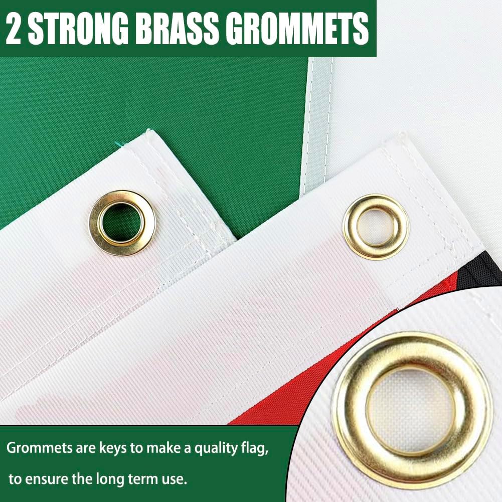 Palestine Palestinian Flag 3x5 Outdoor Double Sided- Heavy Duty Palestine National Flags Banner with 2 Brass Grommets 4 Rows Stitched