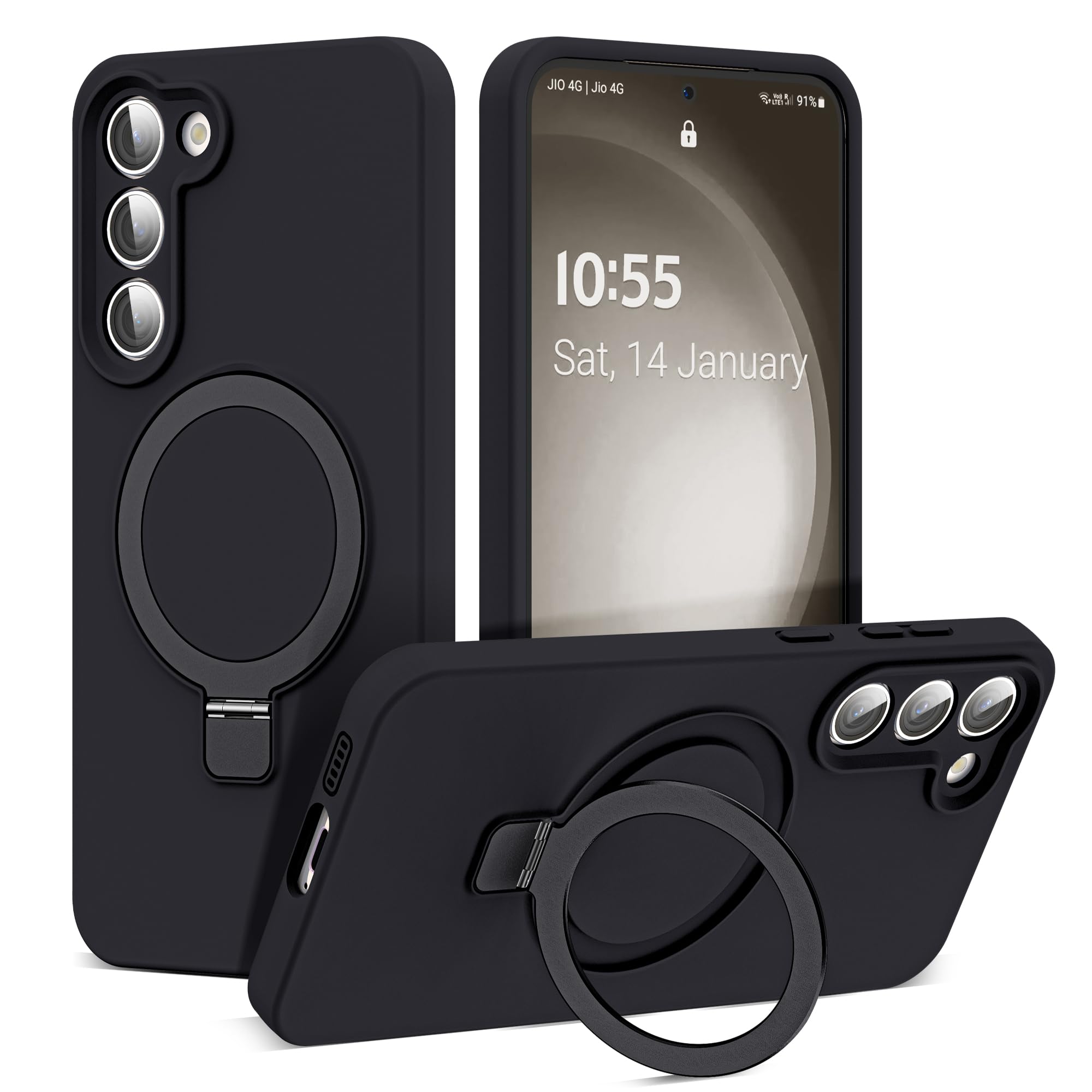 SKYLMW for Samsung Galaxy S23 Plus Case with Magnetic Invisible Stand [Compatible with Mag-Safe] Military Drop Tested [Full Camera Protection]