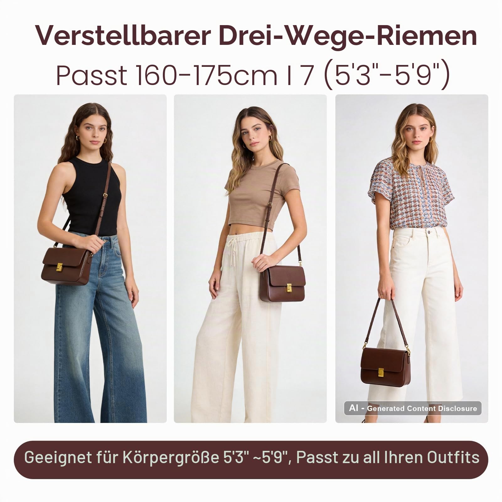 Schultertaschen für Damen, Umhängetaschen aus echtem Leder, Vintage-Handtaschen mit verstellbarem Riemen, Designer-Taschen