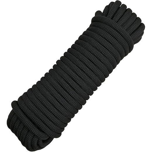 10MM Black Rope Multipurpose | Parachute Rope | Durable Outdoor Cord for Camping, Hiking, Outdoor Adventures, Boating, Dock Anchoring, Fishing(10MM X 10 Meter Rope)