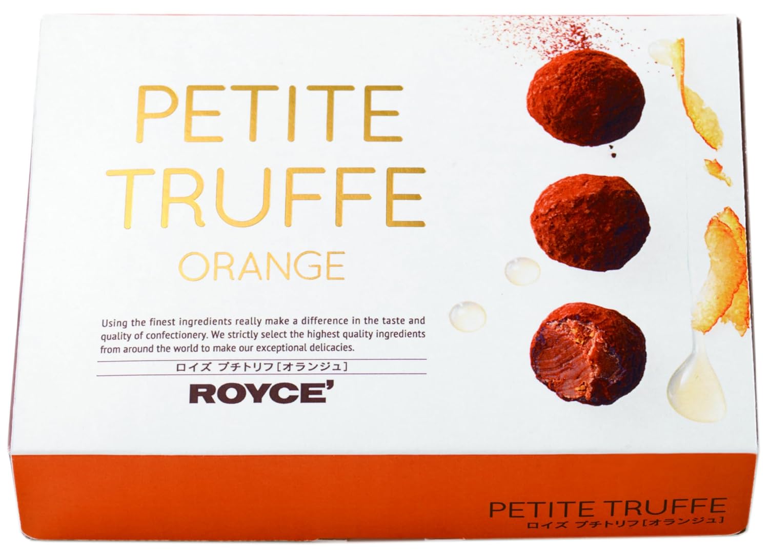 ROYCE' Petite Truffe "Orange" - Premium Japanese Chocolate with Orange-Infused Ganache | From Hokkaido (12 Pieces of Chocolate)