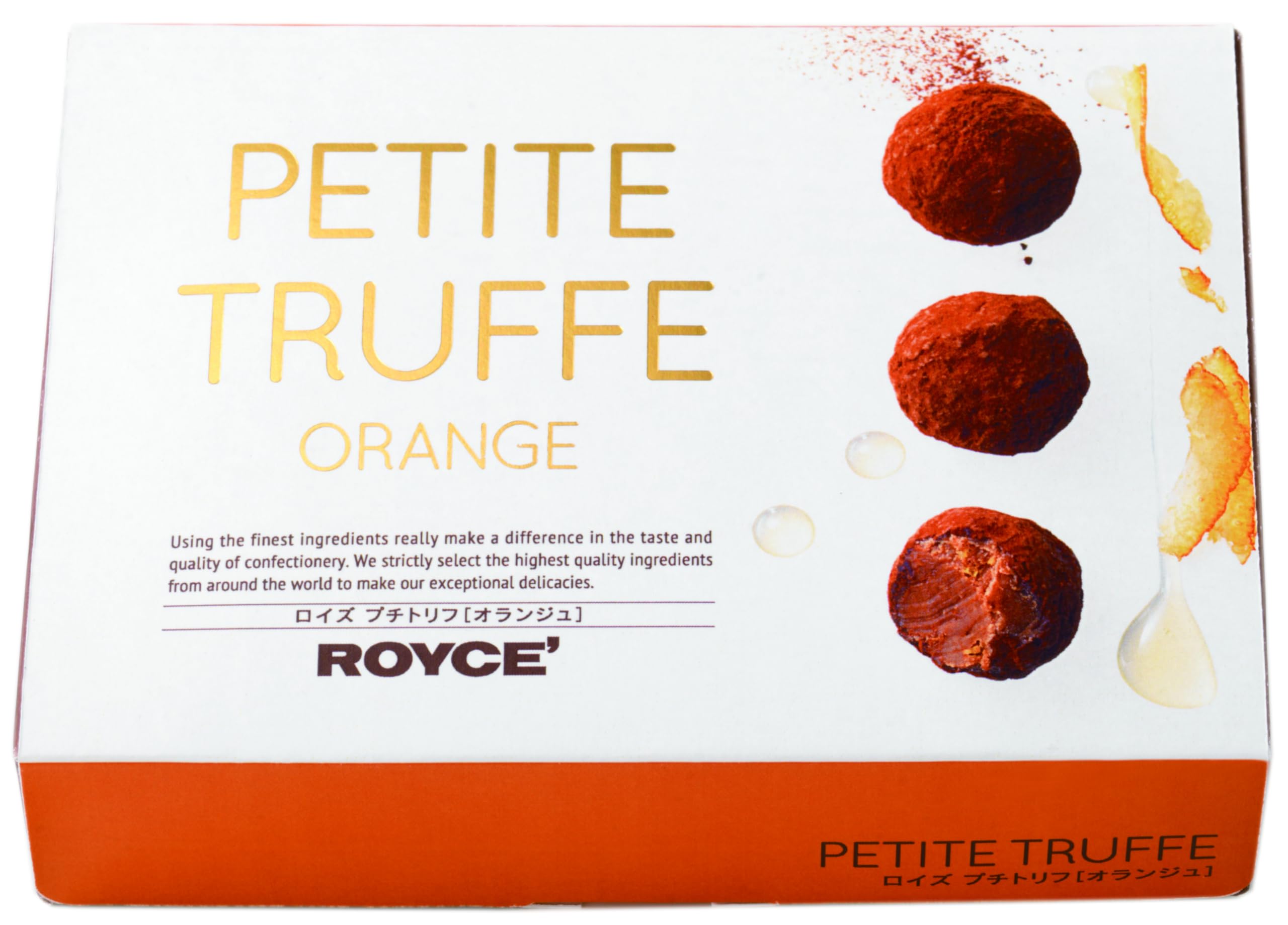 ROYCE' Petite Truffe "Orange" - Premium Japanese Chocolate with Orange-Infused Ganache | From Hokkaido (12 Pieces of Chocolate)