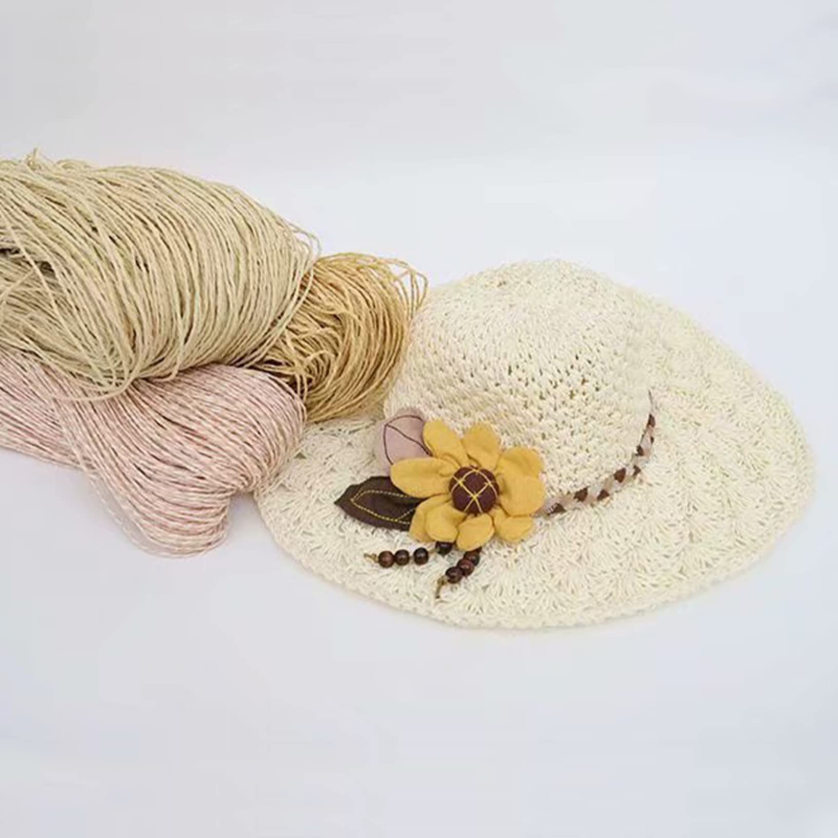 przędza do szydełkowania, 500g 400m 10 kolorów przędza papierowa z rafii naturalny kapelusz DIY torebka torebka kosz rattanowy dziewiarski materiał szydełkowy(7)
