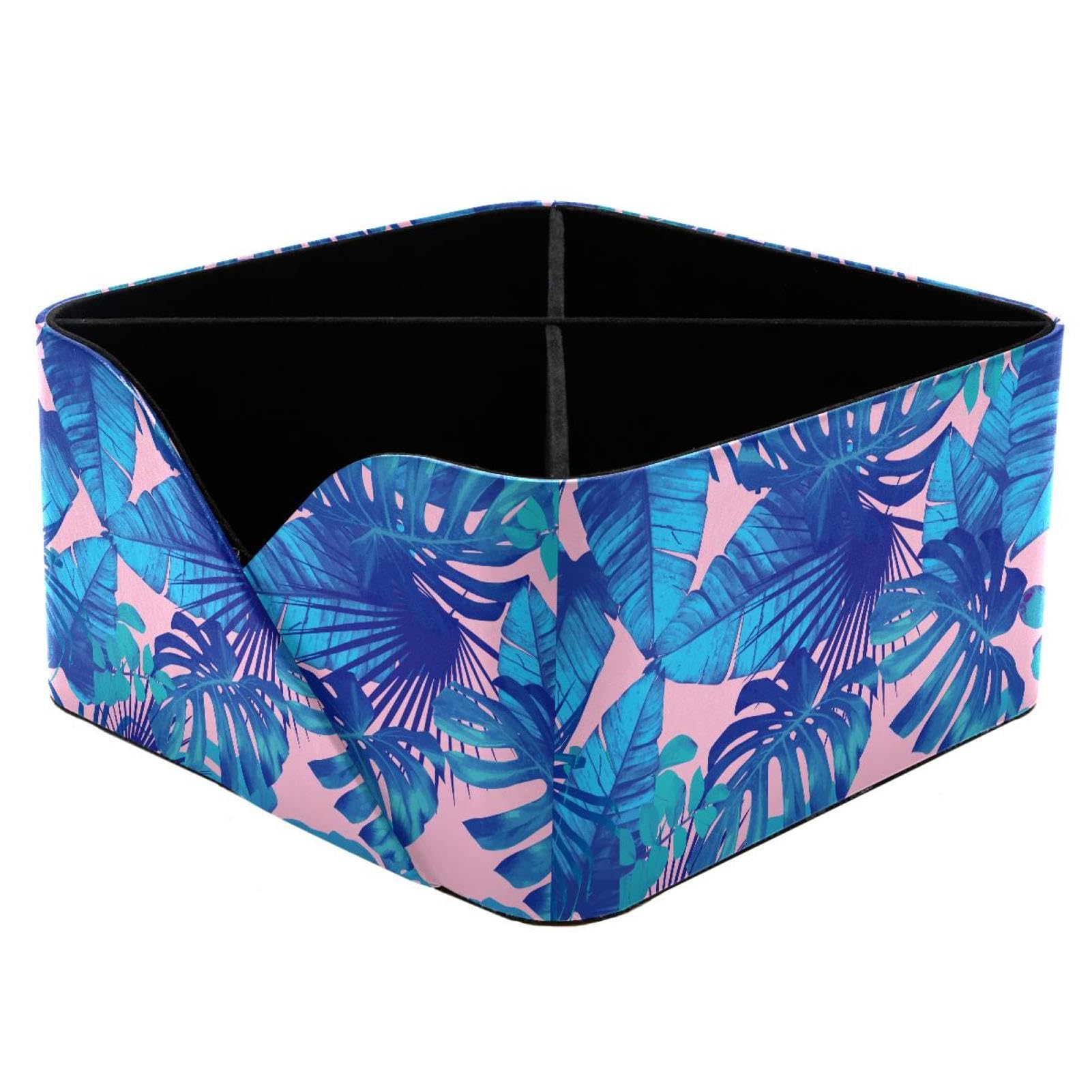 KengjuTesu Tropical Leaves Desktop Organizer Pen Holder, Rectangular Pencil Cup for Office, Study and Makeup Stations