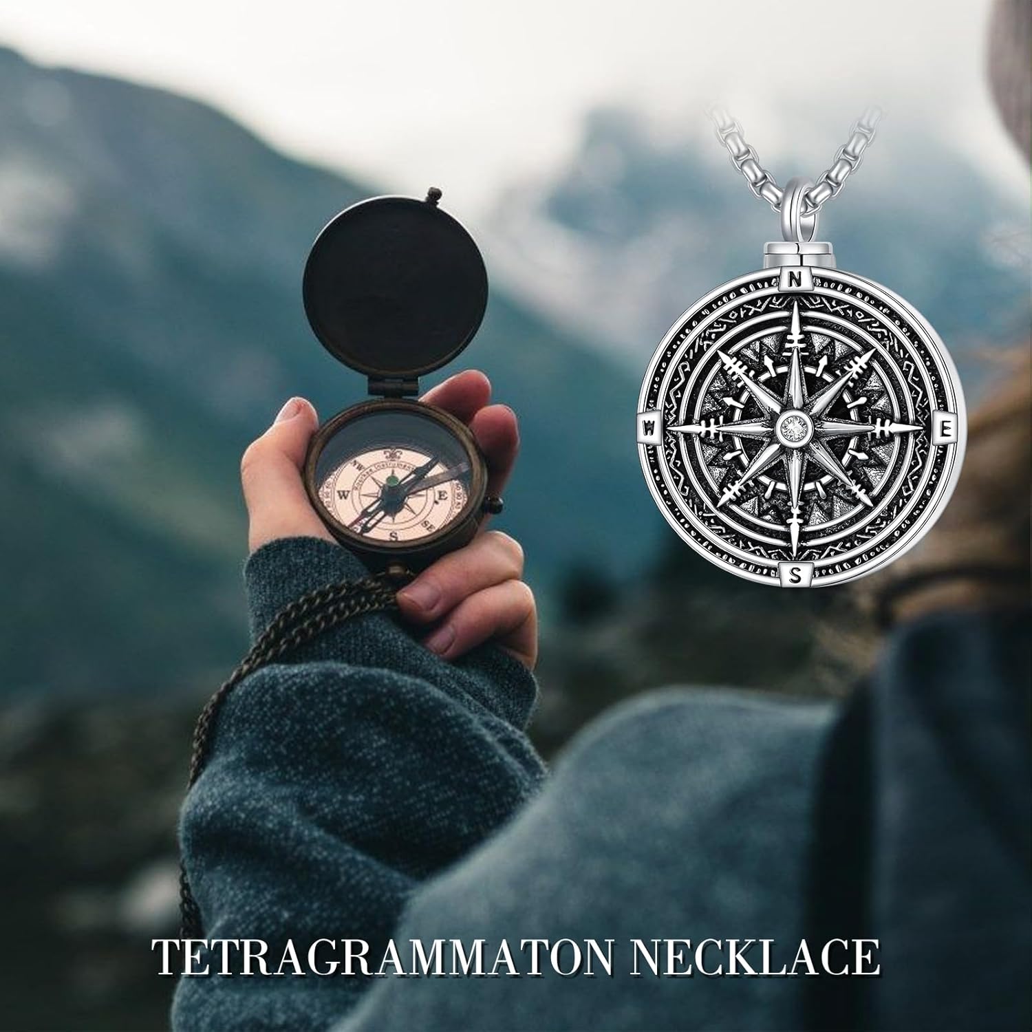 Urn Necklaces for Ashes S925 Sterling Silver Lion/Bullet/Compass Ashes Necklace with Funnel Filler Kit Cremation Jewelry for Men Human