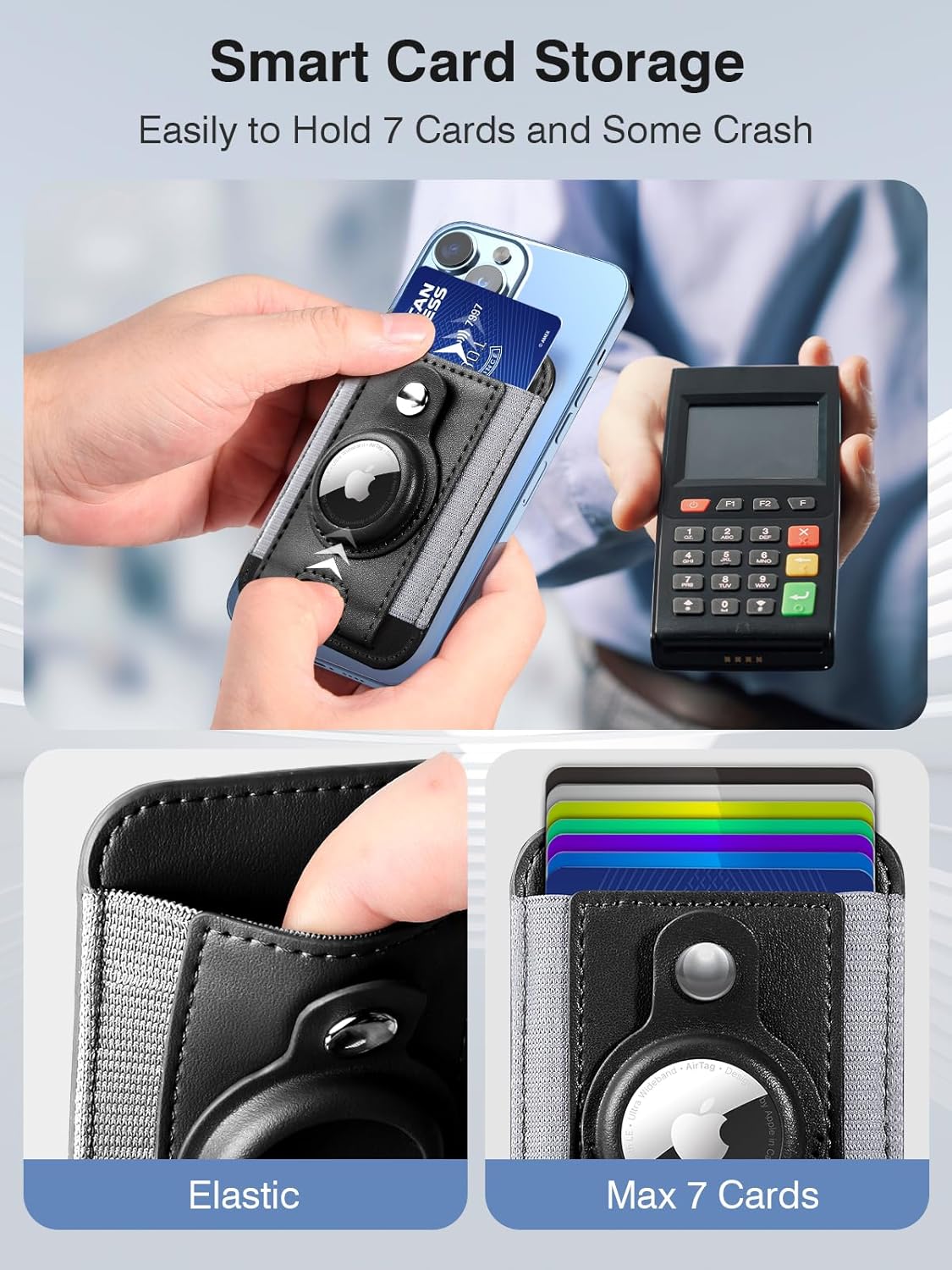 Miroddi MagSafe AirTag Wallet, Hold 7 Cards, RFID Protection, Black - Image 4