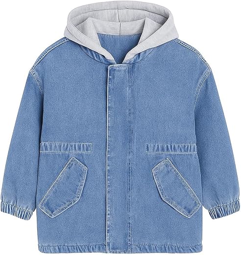 Bold N Elegant Kids Denim Hoodie Jacket with Fur Lining & Cartoon Monster Print | Winter Hooded Jacket for Boys & Girls 4 ...