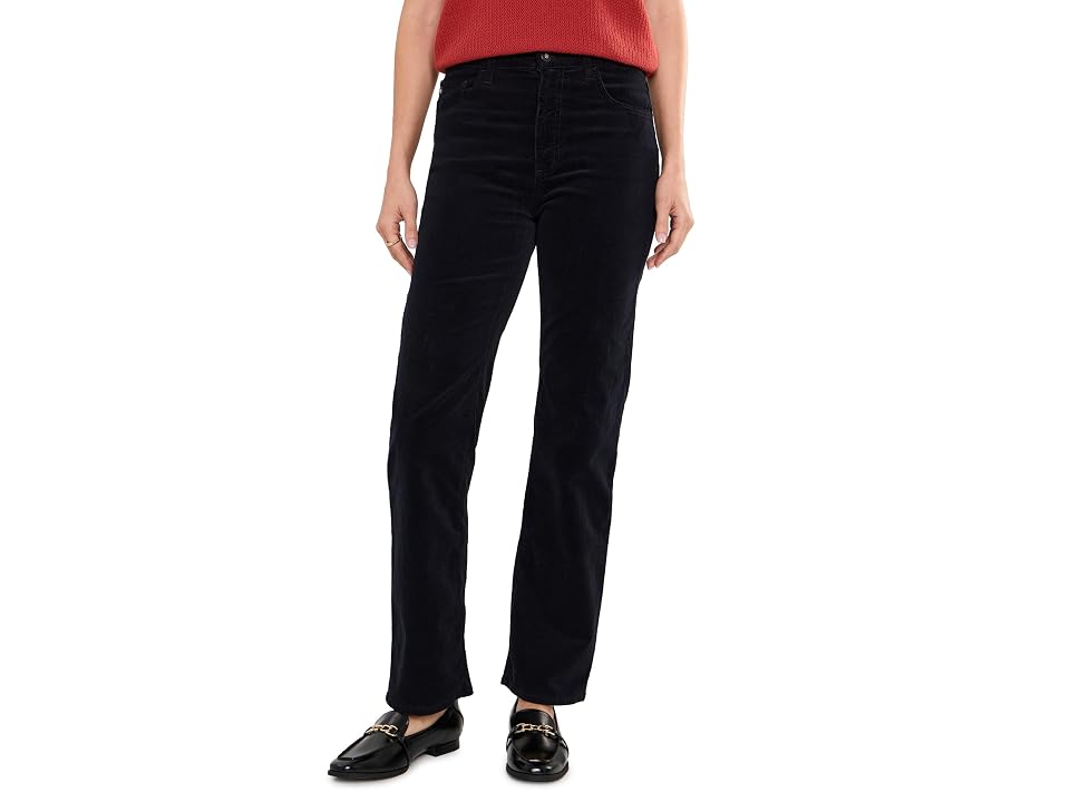 Ag Brinley Mid-rise Straight Corduroy Pants Women's Jeans Super Black: 26, Cotton/denim/elastane