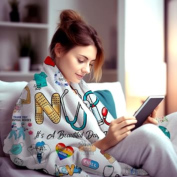 Nurse Gifts for Women Blanket Nurse Practitioner Soft Warm Cozy Flannel Nurses Theme Throw Blankets Gifts for Friend Sister Coworker Nurses 50x40