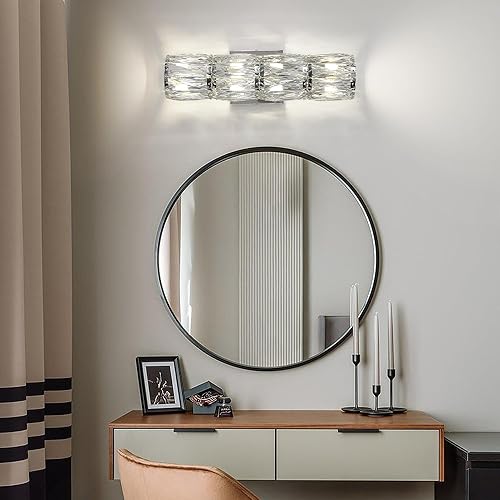 Miniatura 3 de Crystal Wall Sconces Indoor, Modern LED Sconces Wall Lighting Fixtures Indoor Gold Wall Mounted Lamp for Bedroom Living Room Hallway Bathroom Vanity