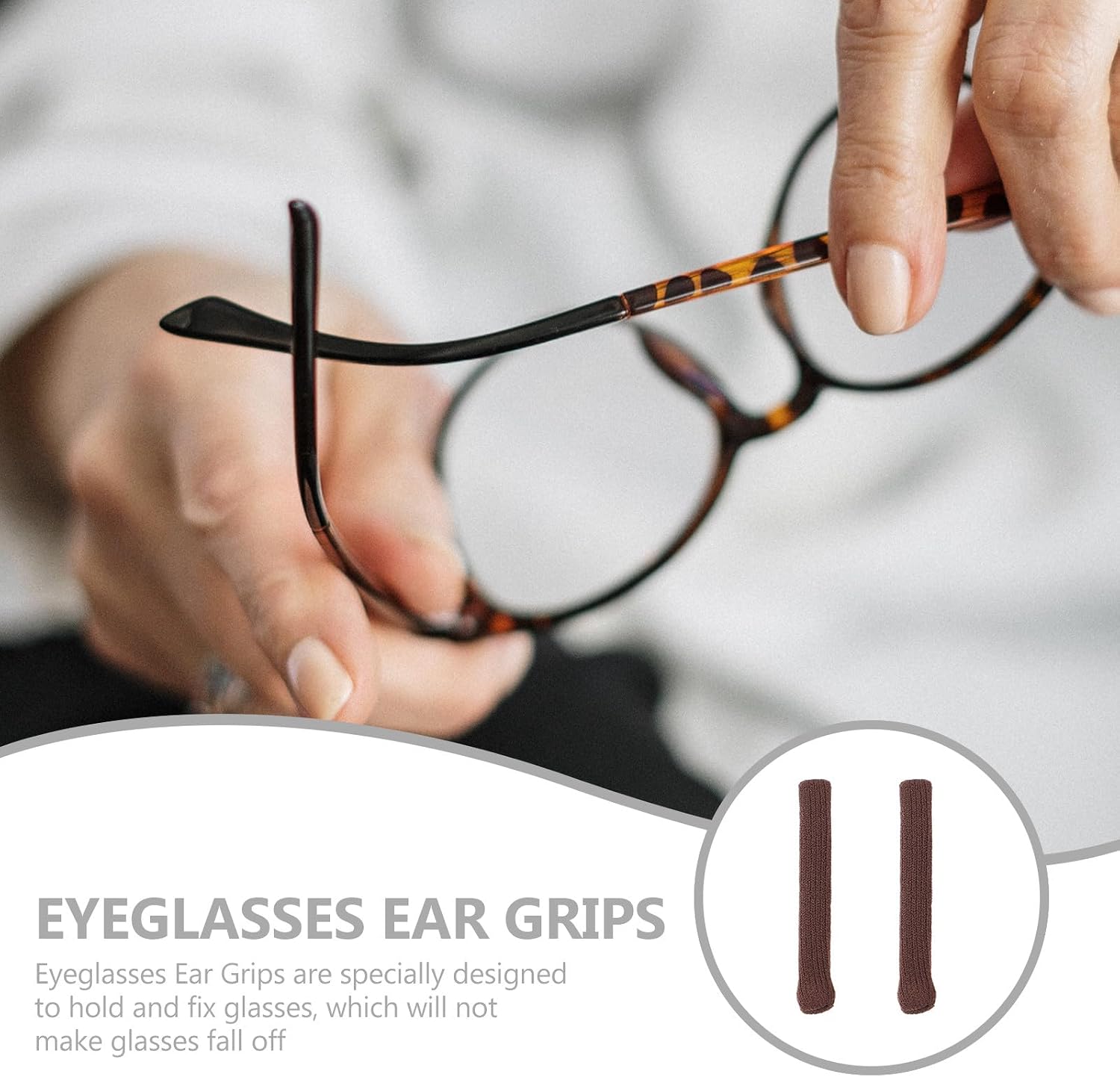 10pcs Brown Eyeglass Temple Tips Anti-slip Ear Pieces Glasses Arm Covers Retainer Accessories to Prevent Slipping for Eyewear Safety and Comfort