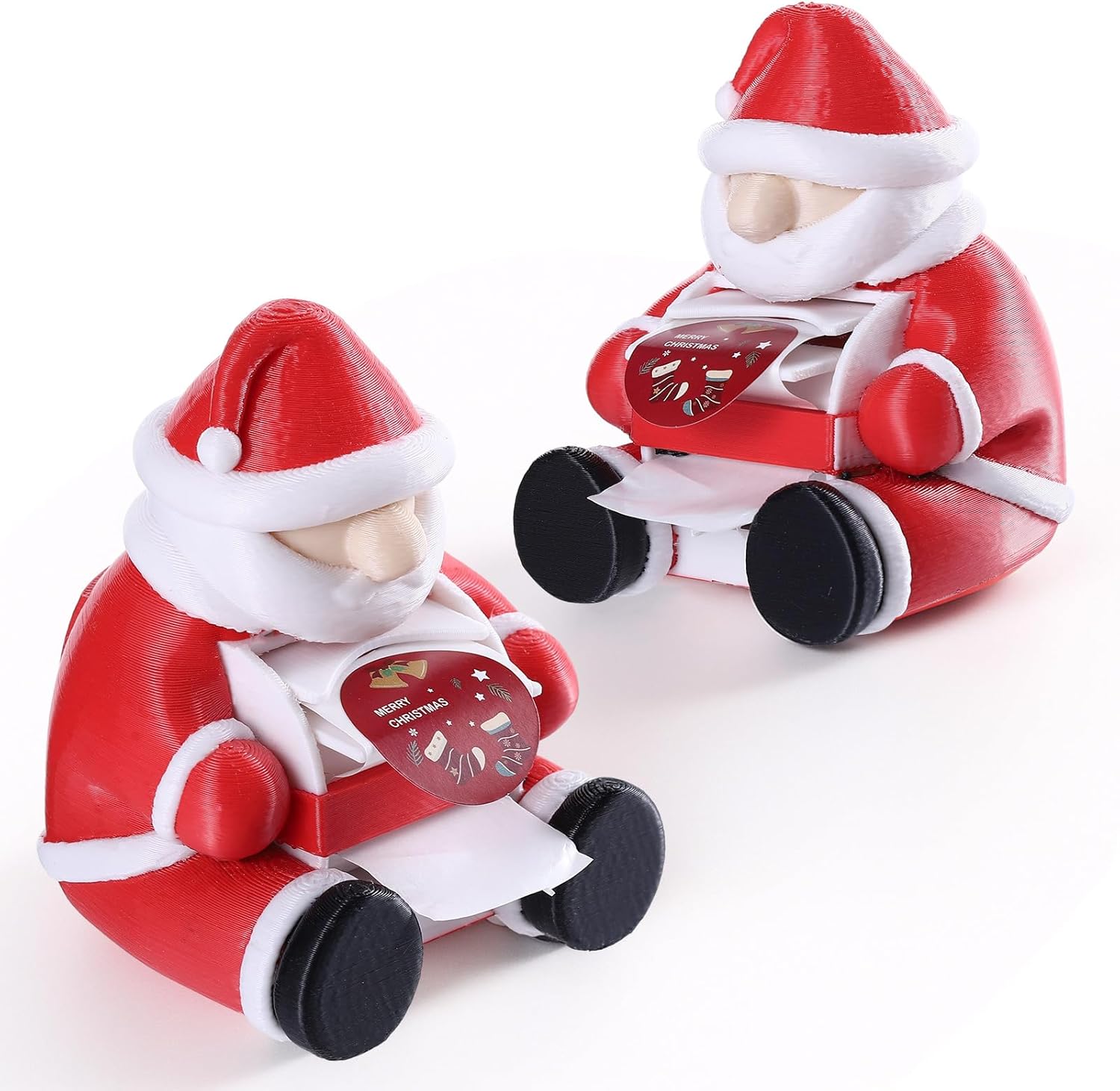 2 Pcs Christmas Sticker Dispenser, Santa Claus Gift Label Holder for Office Desk Decor, 1.18" Core Sticker Roll Organizer, Festive Holiday Accessories (Labels Not Included)