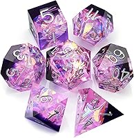 Vista 22 de Haxtec Juego de dados DND azules, dados de resina de borde afilado, copos dorados con estuche de dados D&D, dados para juegos de rol RPG