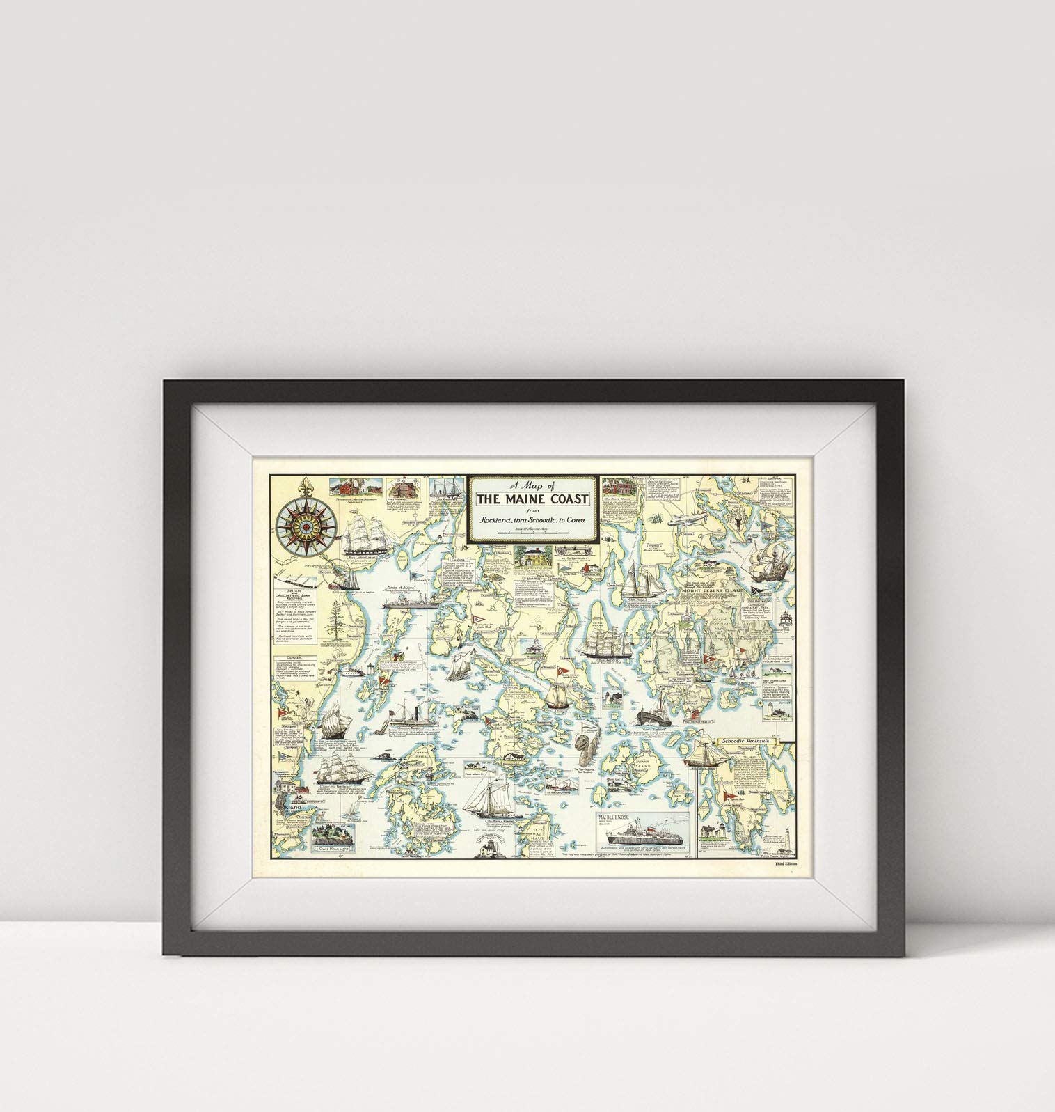 1970 Map of |A Map of The Maine Coast from Rockland, Thru Schoodic, to Corea|Title: A Map of The Mai