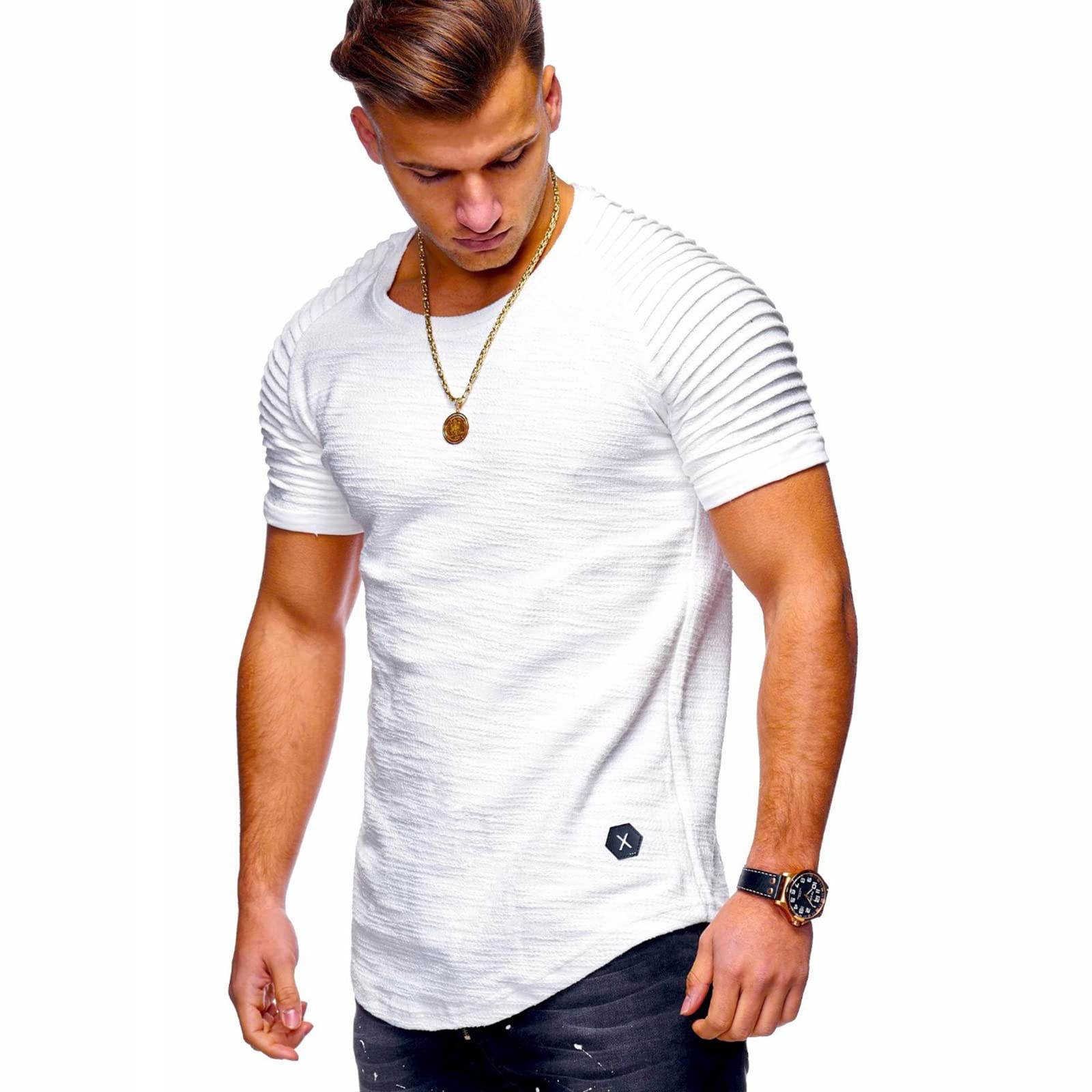 T-shirty z okrągłym dekoltem z krótkim rękawem męskie rozciągliwe ponadwymiarowe szybkoschnące T-shirty oddychające wygodne lekkie