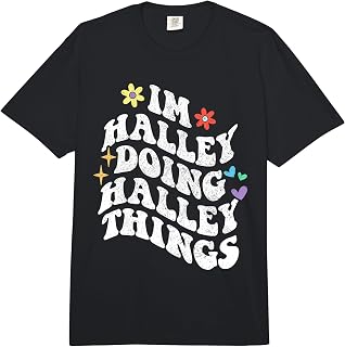 Retro Groovy Im Halley Doing Halley Things Funny Mother's Comfort Colors Adult Heavyweight T-Shirt