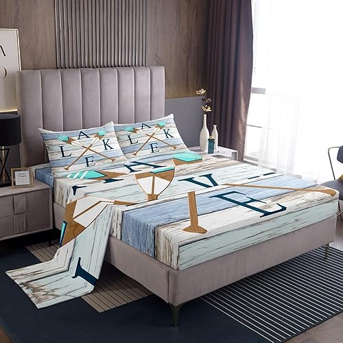 Vista 44 de Juego de sábanas para cámper tamaño matrimonial para niños y niñas, sábanas de madera para adolescentes de Happy Camping Farm, accesorios de Multi 04