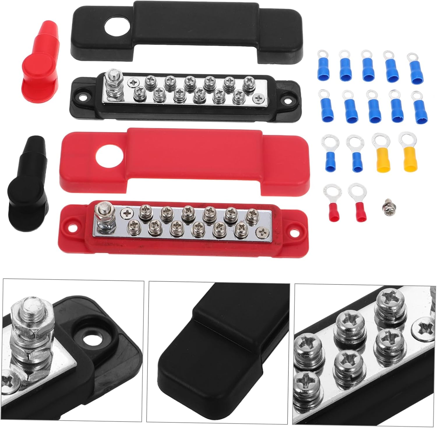 OUNONA 2pcs Way Power Distribution Block Terminal Connector for Automotive Rv Wiring Heat Resistant High Output Capacity Multiple Connection Terminals