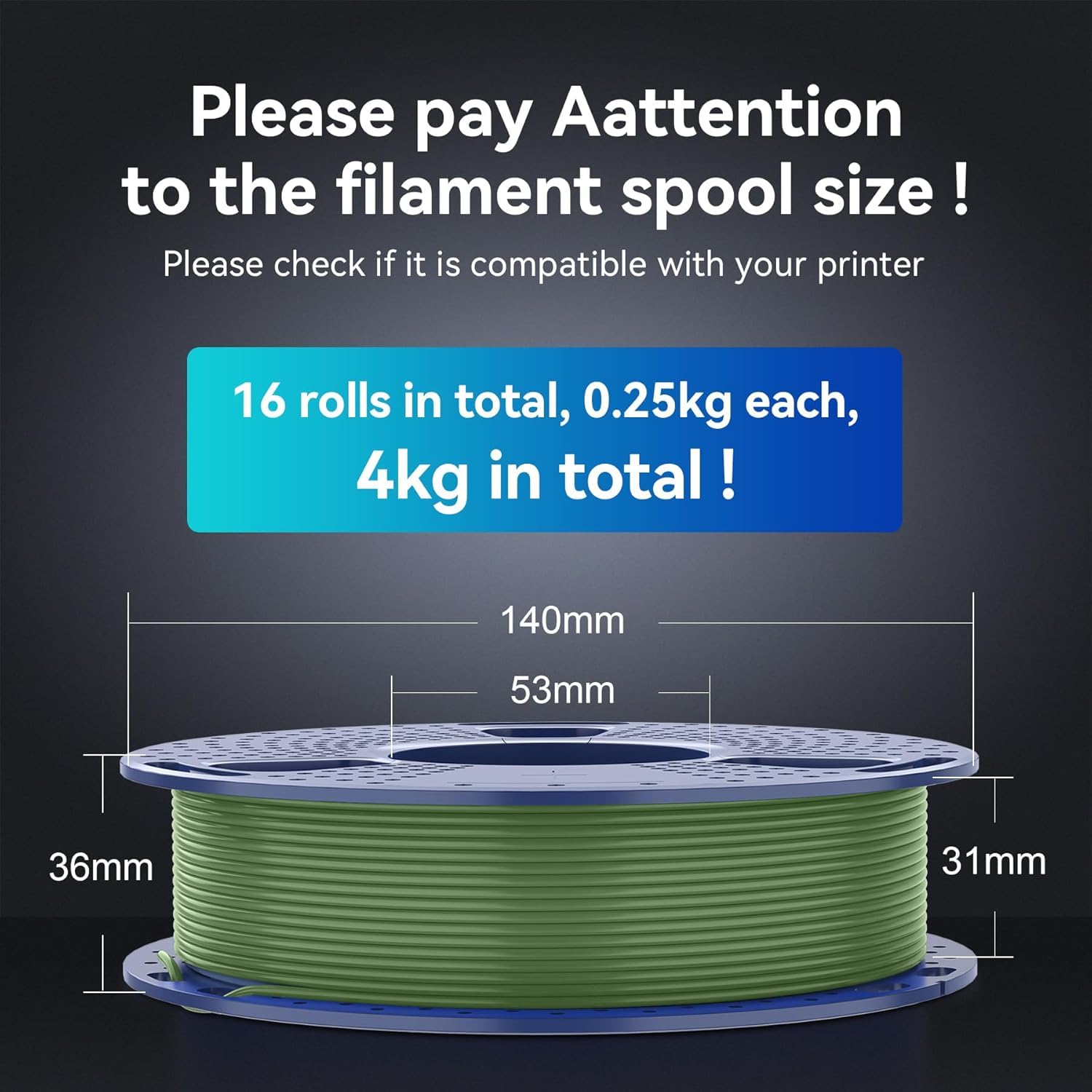 SUNLU PLA Plus 3D Drucker Filament 16 Farben Bundle, Multicolor Filament