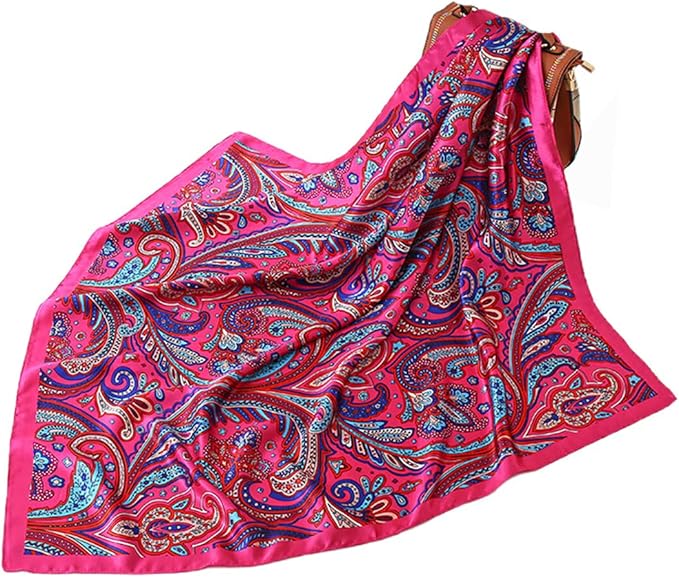 FAIRYGATE Women Silk Satin Head Scarves Large Square Feeling Boho Hair