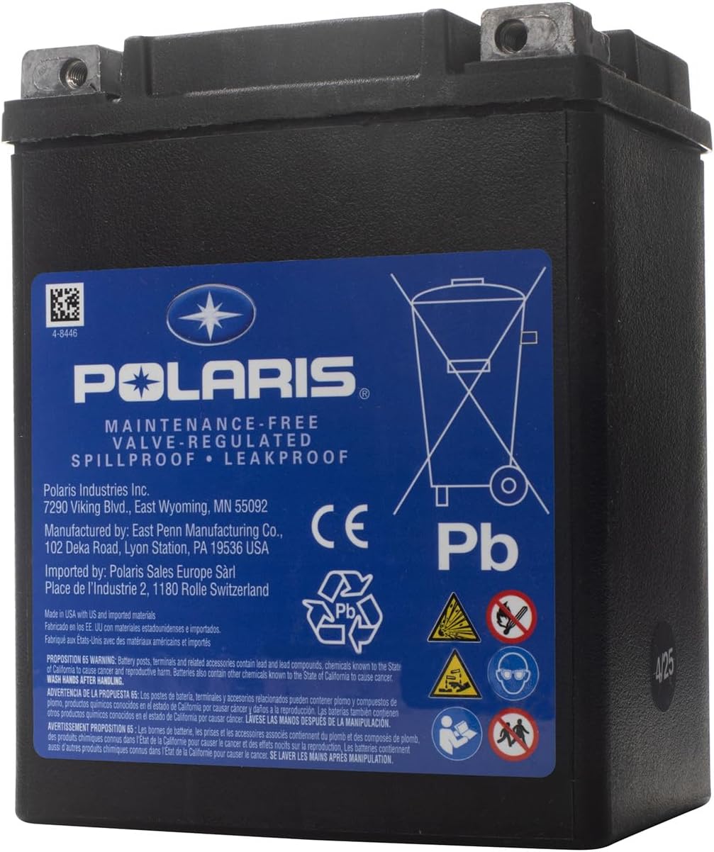 Polaris 12V 14Ah Sealed Rechargeable Battery for Specific Sportsman, Scrambler, ATP, Trail Boss, RANGER EV Models and More, ETX15, 190A CCA, Spill Proof, Maintenance Free UTV, ATV Battery - 4011138