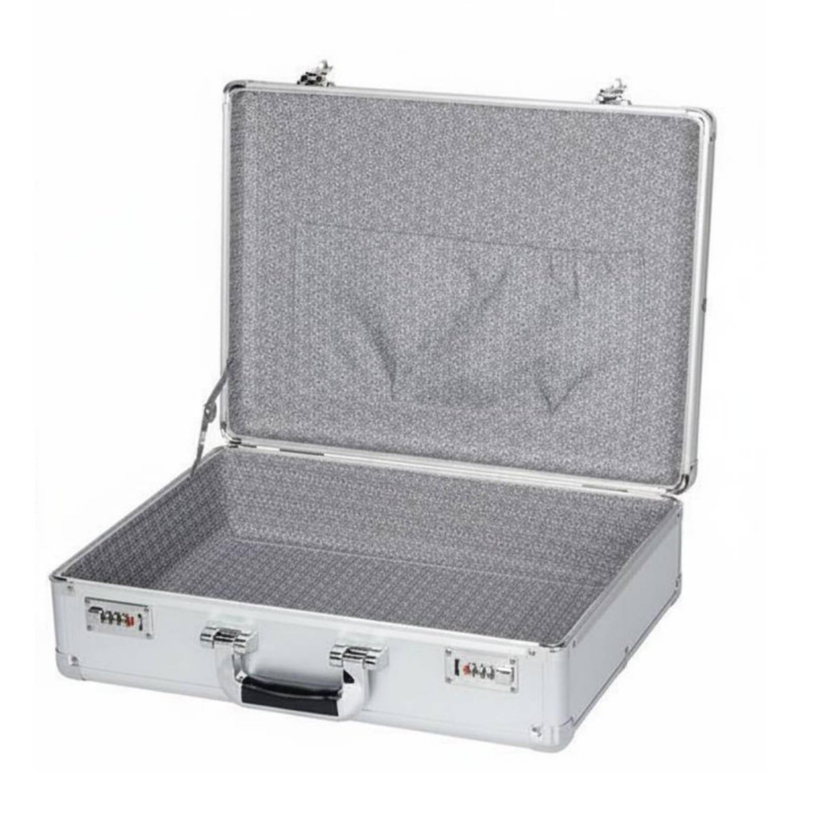 perfeclan Maletín de Aluminio Caja de Caja Organizadora de con Doble Combinación y Asa Portátil Apto para Oficina Viajes Transporte de Equipos Pequeños Hogar, Plata, L P-lock